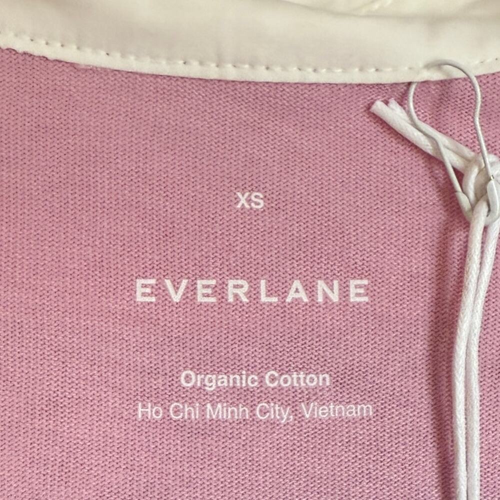 NWT Everlane The Oversized Rugby Polo Shirt Pink Purple Organic Cotton XS - Picture 7 of 11